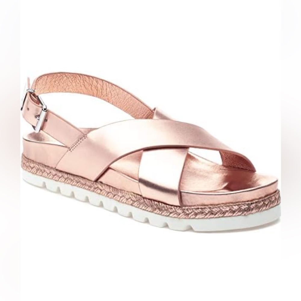NWT J/SLIDES LEE Rose Gold Leather Sandal - Picture 1 of 16
